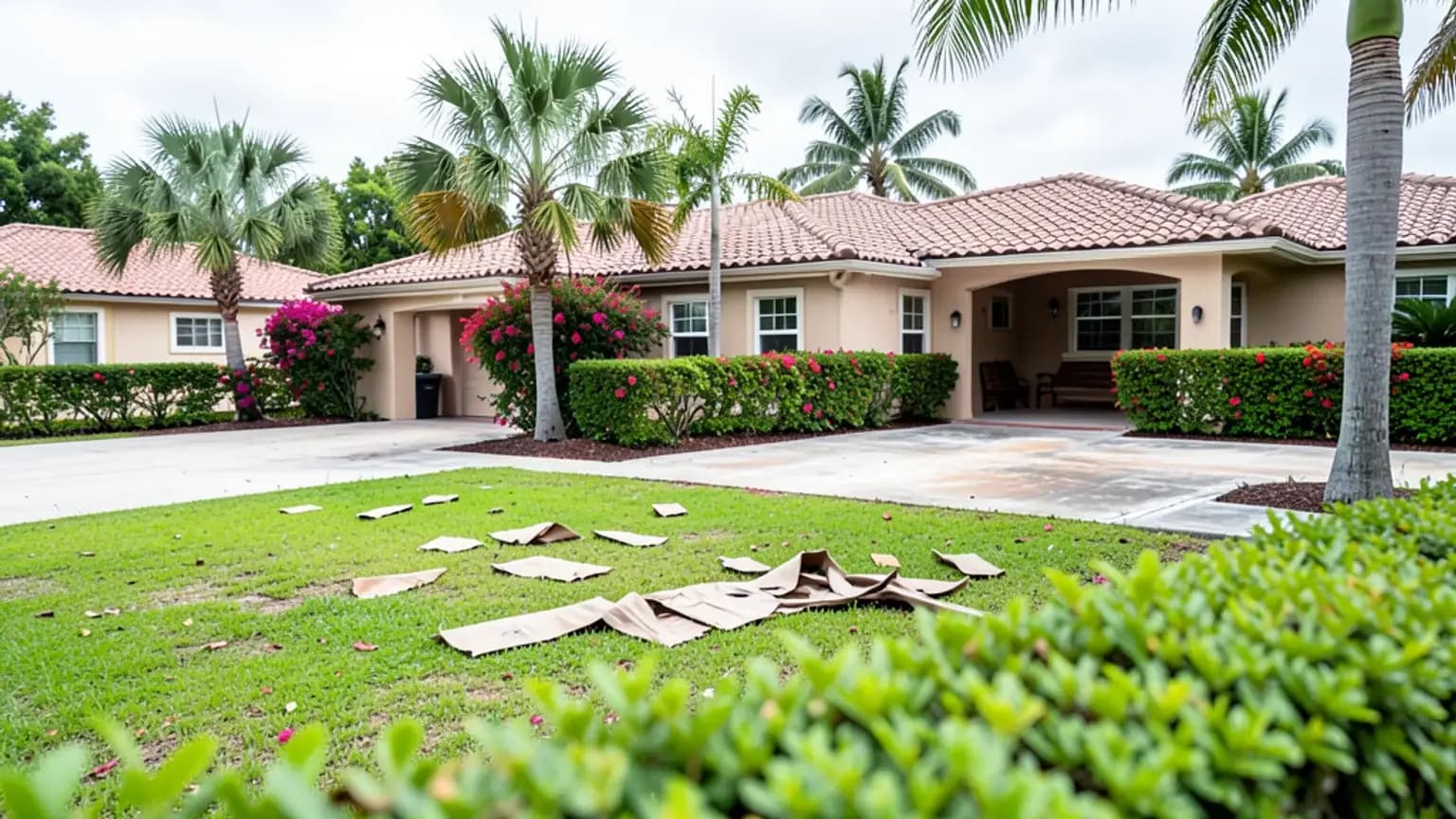 Florida roof damage. Wide view